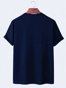 Men Cross Print Tee - Navy Blue - View 2