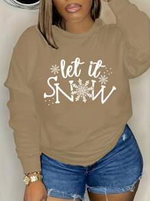 SHEIN Slayr 寬鬆版式圓領長袖運動衫 - 棕色 - 查看 1