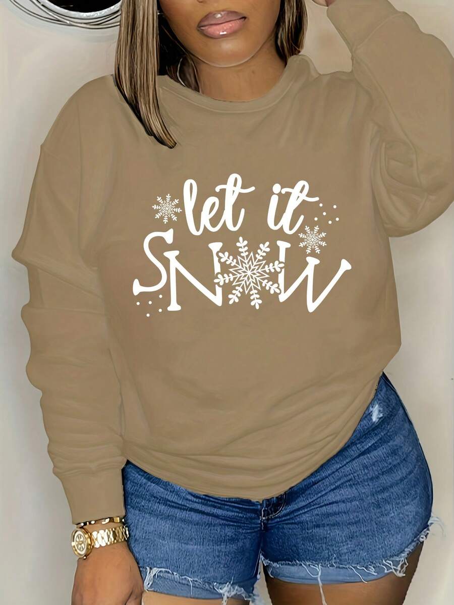 SHEIN Slayr 寬鬆版式圓領長袖運動衫 - 棕色 - 查看 1