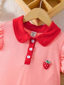 SHEIN 韓國風格兒童夏裝2023新款,時尚公主裙 - 粉色 - 查看 6