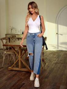 SHEIN LUNE Women'S Ripped Jeans - Blue - View 6