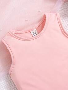 SHEIN Baby Girls' Casual Everyday Dress With Fun Numbers And New Year Pattern - Pink - View 3
