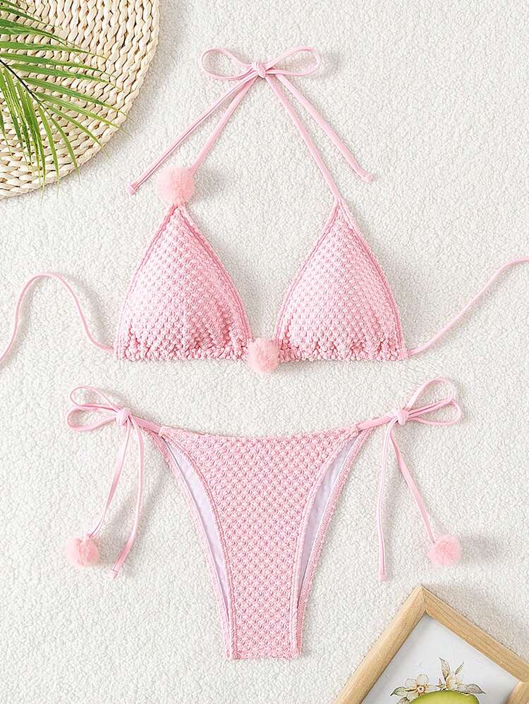 Women's Halter Neck Bikini Set With Straps Valentine Summer Beach