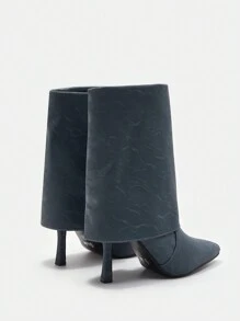 SheIn BIZ 女款時尚跟式中筒靴 - 藍色 - 查看 6