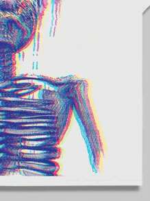 ROMWE MEN Grunge Punk Men Skeleton & Slogan Graphic Tee For Halloween, School - White - View 5