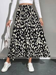 SHEIN Tall Satisfied Umbrella Skirt - Black and White - View 5