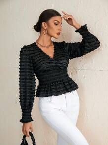 Aveloria Long Sleeve Ruffle Hem Blouse