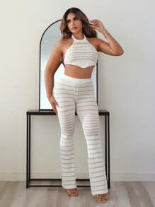 SHEIN SXY New Years Women Valentines New Years Top White Crop Top New Years Eve Club Leisure And Home - White - View 3