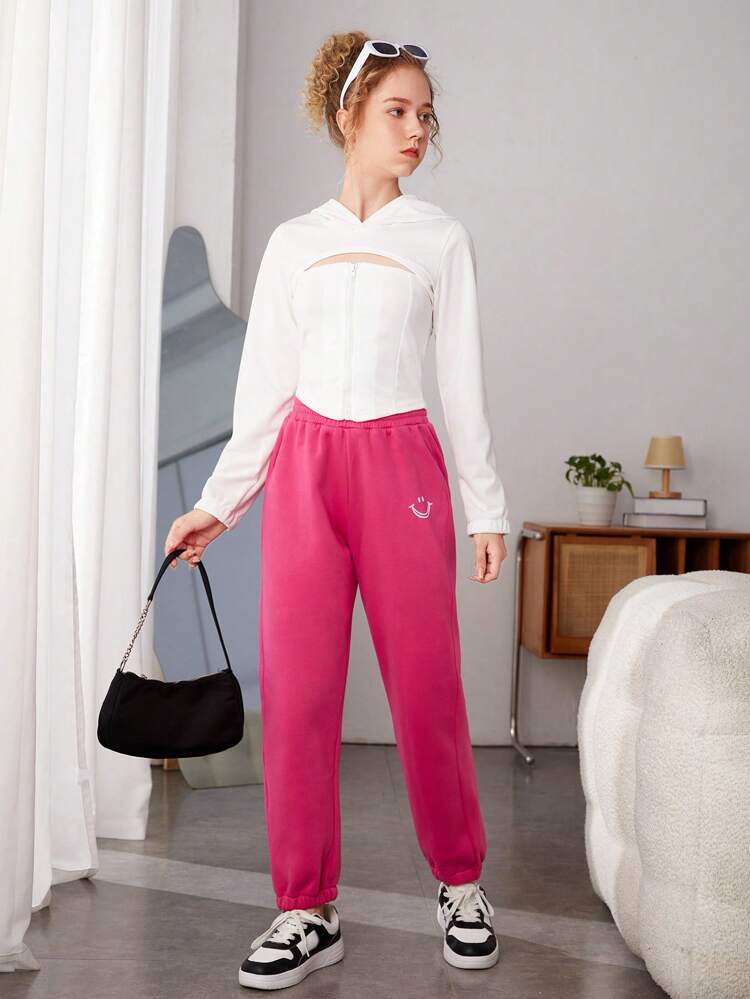 Teen Girls' Hollow Out Front Zip Sweatshirt