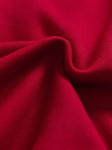 SHEIN 女童休閒圖案印花長袖連帽衛衣,適合秋冬 - 紅色 - 查看 4