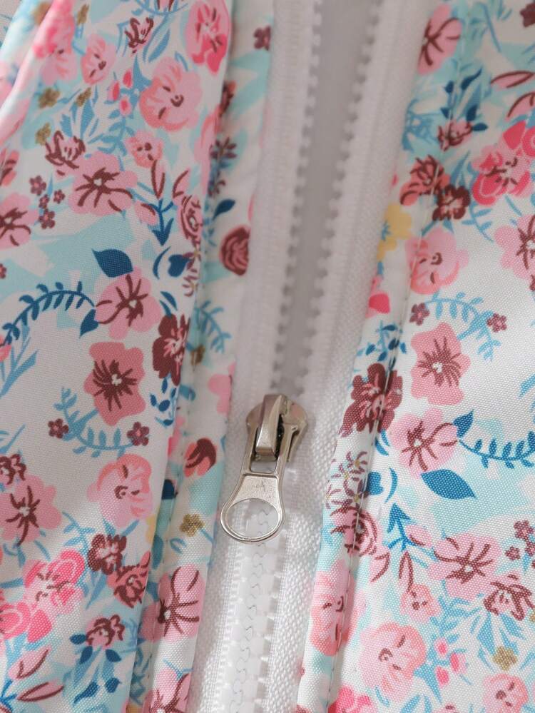 Tween Girl Thickened Hooded Padded Coat With Pattern