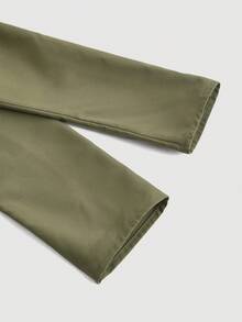 SHEIN MOD 純色泡泡袖襯衫 - 軍綠色 - 查看 3