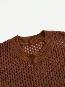 ROMWE PUNK Suéter de punto con ojales de manga larga de talla grande