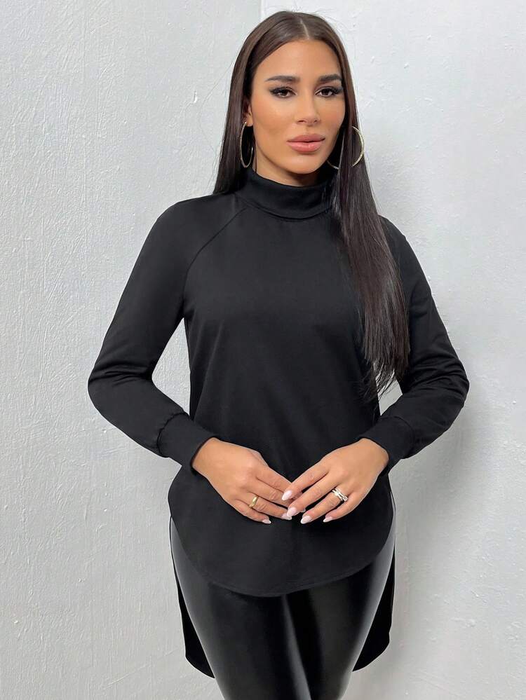Turtleneck Raglan Sleeves Sweatshirt Pullover Fall Sweatshirt