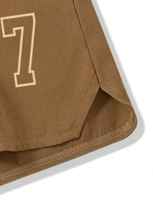 Manfinity Homme Loose-Fit Men's Shorts With Letter Print And Drawstring Waist