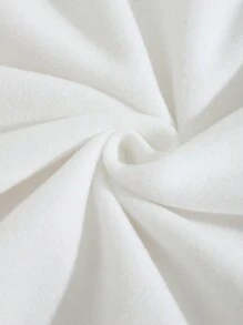 SHEIN EZwear 女士帶蝴蝶結印花連帽毛絨衛衣 - 白色 - 查看 3