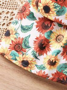 SHEIN Girls' Sunflower Holiday Dress &Bag - Multicolor - View 3