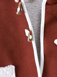 SHEIN Young Boy Dual Pocket Teddy Lined Hooded Duffle Overcoat