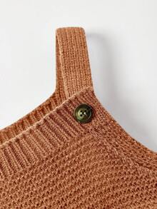 Cozy Pixies 新生兒男寶寶袋式無袖針織連體背帶衣 - 駝色 - 查看 6