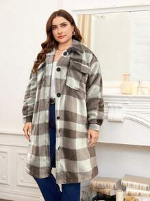 Flirla Women'S Plus Size Plaid Coat - Multicolor - View 1