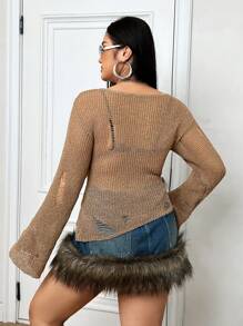 SHEIN ICON Plus Size Women's Round Neck Long Sleeve Sweater Pullover