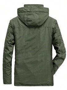 男士戶外加厚工裝夾克 - 軍綠色 - 查看 2
