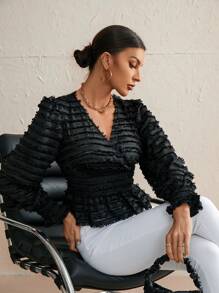 Aveloria Long Sleeve Ruffle Hem Blouse