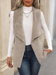 SHEIN Clasi Chaleco De Chaqueta Con Cuello Tipo Cascada | Mode de Mujer ...