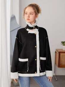 少女休閒街頭風格絨面保暖外套