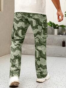 Manfinity EMRG Loose Fit Men's Leopard Print Cargo Pants With Drawstring Waist - Multicolor - View 2