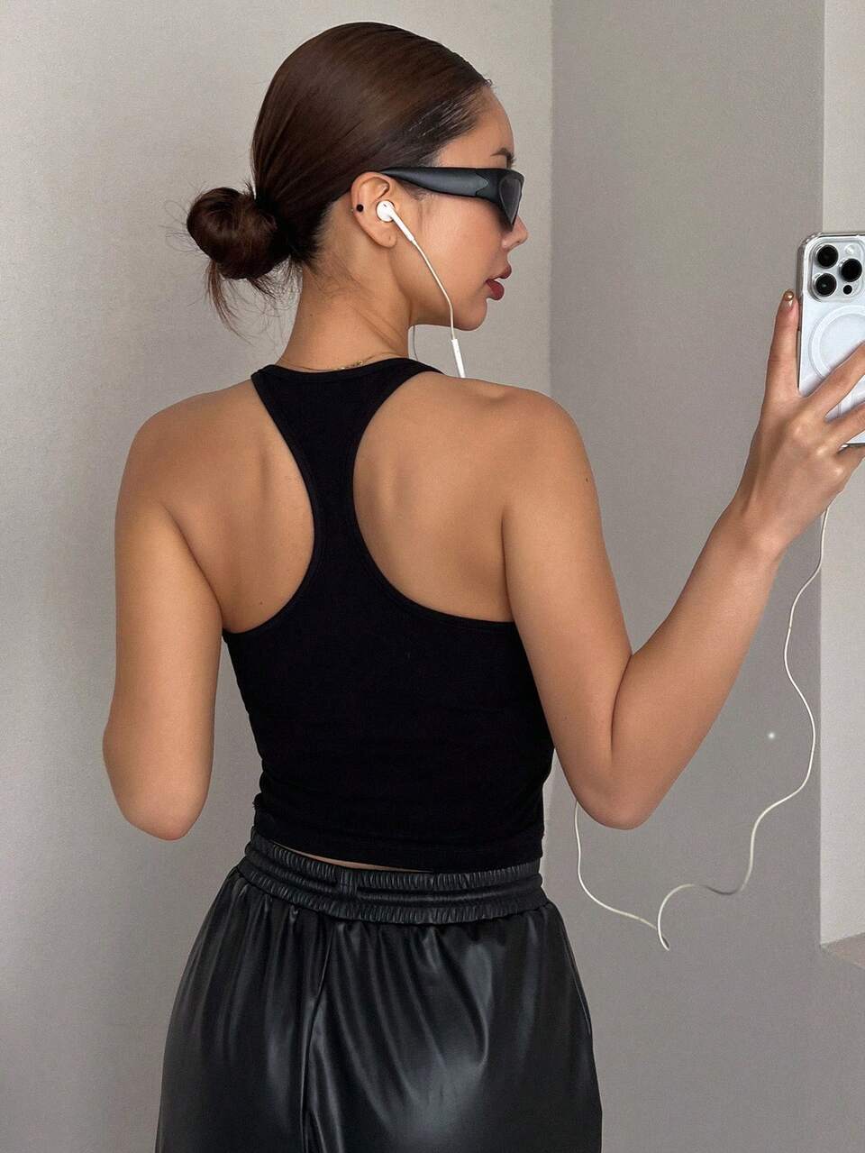 Sleeveless Top With Lettering Design On Back Tank Tops Preppy Tops Crop Top Halter Top