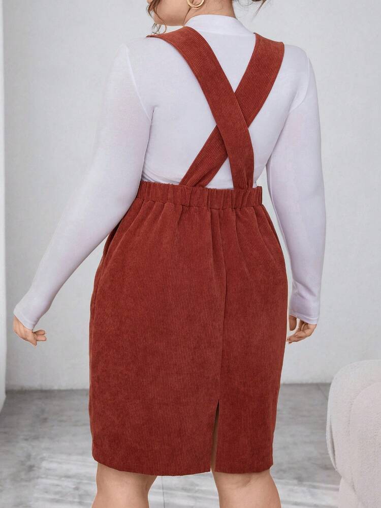 Women's Plus Size Corduroy Overall Dress
