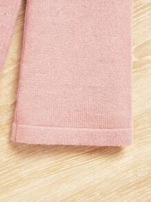 SHEIN 女宝宝休闲可爱长袖针织开衫配保暖衬里裤子套装 - 粉色 - 查看 4