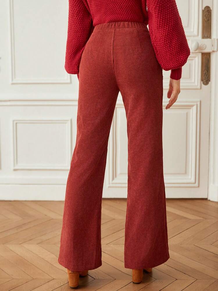 SHEIN Frenchy Pantalones Acampanados De Pana - Color caoba - Añade 7