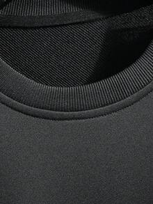 Men's Letter Printed Sweatshirt And Joggers Set - Black - View 4