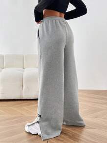 SHEIN EZwear 編織女裝束口褲 - 灰色 - 查看 2