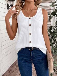 SHEIN LUNE 連結裝飾純色吊帶背心上衣 - 白色 - 查看 6