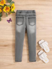 SHEIN 女童口袋牛仔褲 - 淺灰色 - 查看 2