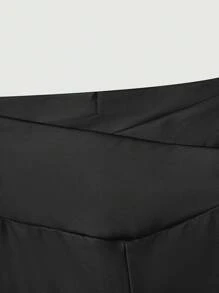 SHEIN Privé 女士純色喇叭褲 - 黑色 - 查看 6