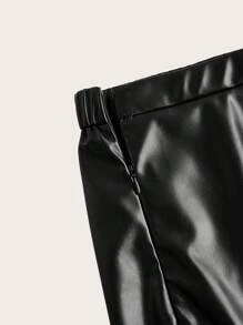SHEIN EZwear Black Weaved Faux Leather Bodycon Mini Skirt - Black - View 3