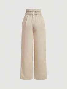 SHEIN MOD 高腰直筒褲 - 卡其色 - 查看 2