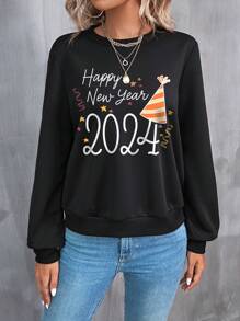 SHEIN LUNE 1 Peça Camiseta Com Estampa Redonda Com Gola