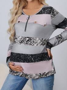 SHEIN 孕婦條紋長袖t恤 - 彩色 - 查看 1