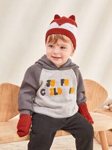 SHEIN Baby Hat And Gloves Set - Burgundy - View 5