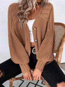 SHEIN Frenchy 女士插肩袖开衫 - 棕色 - 查看 3