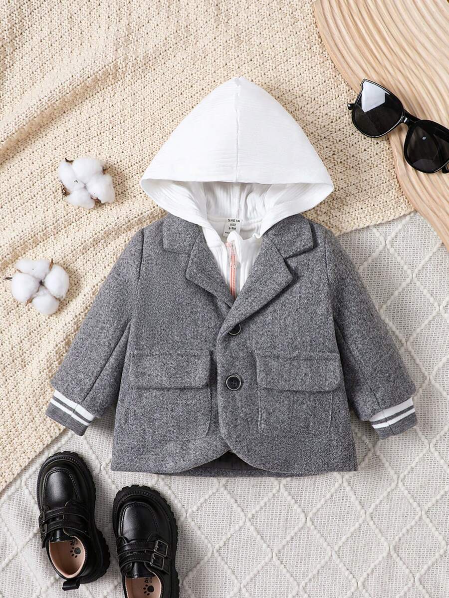 Dày Áo trùm đầu Đối với Bé trai , Sành điệu Mùa Đông Với Phong cách Học viện - Xám - Xem 1