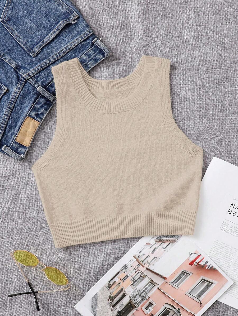 Breezaya Women's Round Neck Sweater Vest - Apricot - View 1