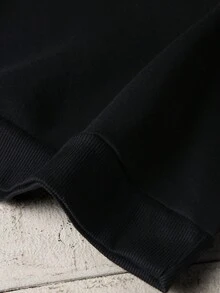 SHEIN EZwear 女款字母印花連帽衛衣 - 黑色 - 查看 3