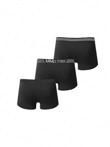 Seamless Men'S Boxer Briefs With Letter Printed Waistband, 3pcs