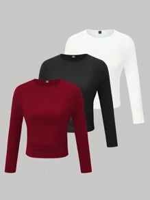 SHEIN LUNE 大尺碼純色t恤 - 彩色 - 查看 6